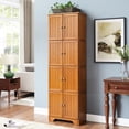 thumbnail image 2 of Tall Storage Cabinet with Multiple Compartments | Ideal for Office Organization | Solid MDF Construction with Oak Finish | Solves Storage Issues in Workspace, 2 of 3