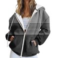 thumbnail image 2 of Women's Color Block Zip Up Hoodie, Pullover with Drawstring Hood and Front Pockets, Casual Long Sleeve Sweatshirt, Soft Lightweight Streetwear Top for All Seasons Grey L, 2 of 5