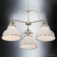 thumbnail image 4 of Urban Ambiance Luxury Industrial Chandelier, Medium Size: 15.5"H x 24"W, with Americana Style Elements, Nostalgic Design, Pretty Brushed Nickel Finish and Opal Etched Glass, UQL2330, 4 of 8