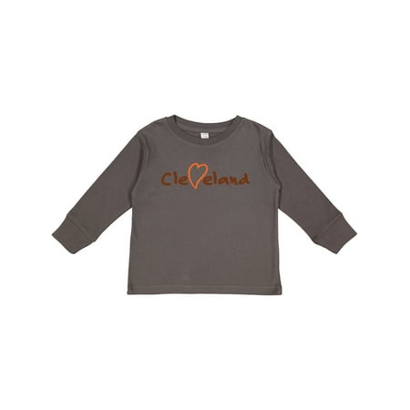 

Inktastic Cleveland Heart Handwriting Orange Gift Toddler Boy or Toddler Girl Long Sleeve T-Shirt