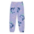 thumbnail image 4 of Girls' Plush Stitch with Bows Print 2-Piece Lounge Set, Purple Fleece Pullover Top and Lounge Sleep Pants, 4 of 5