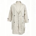 thumbnail image 5 of Maqroz Mens Long Trench Coat Double Breasted Notch Lapel Fall Winter Windbreaker Casual Business Formal Overcoat Classic Outerwear with Waist Belt, (Khaki,M), 5 of 5