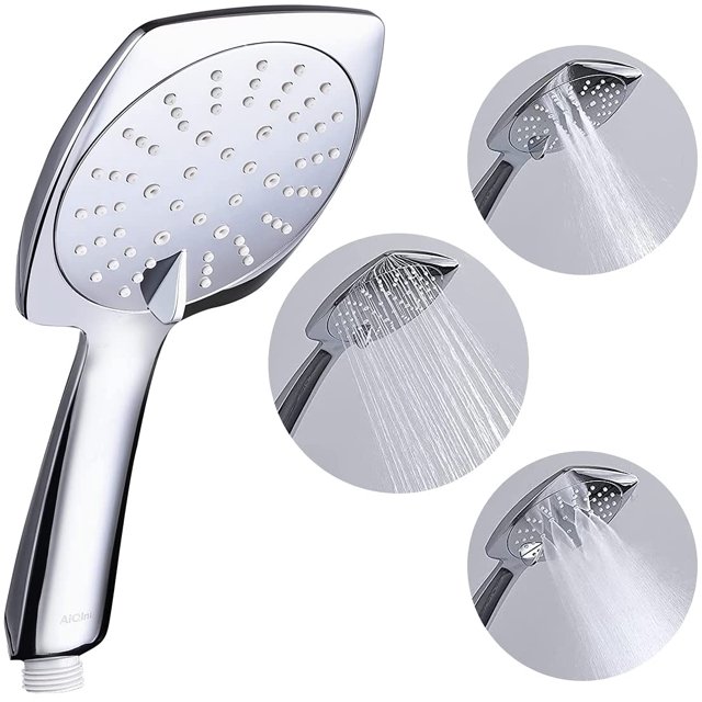 High Pressure Shower Head Large Water Saving Square Shower Head with 3 Spray Set