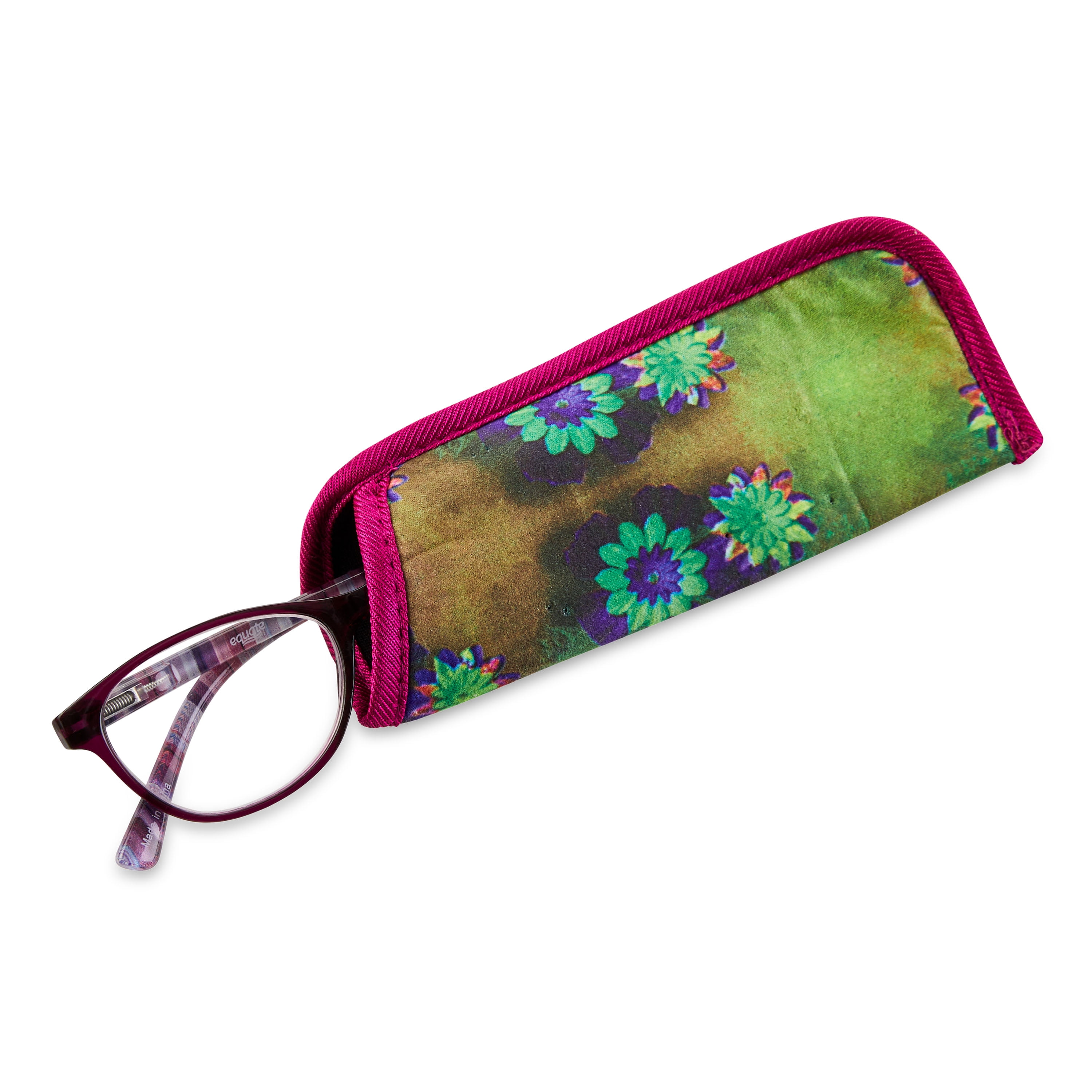 Equate Women's Heather Oval Reading Glasses with Case, Purple, +3.25