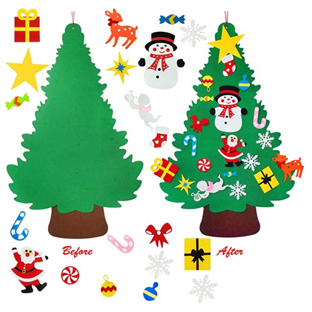 Feutre Arbre De Noël, Sapin Feutrine A Decorer, Arbre De Noël De Mur En Feutre, Feutre Ornements