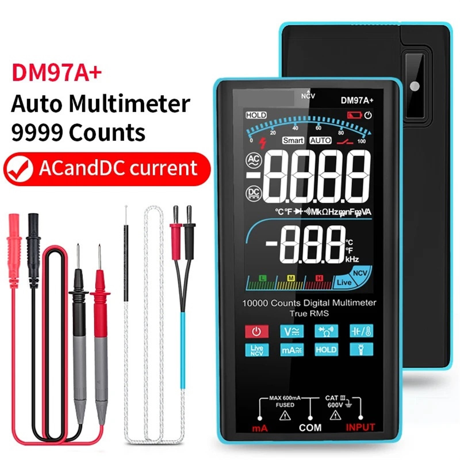 10000 Counts Color Screen Multimeter Temperature Measurement Smart Multimeter NCV True RMS Digital Multimetro Voltage Meter ,High Accuracy