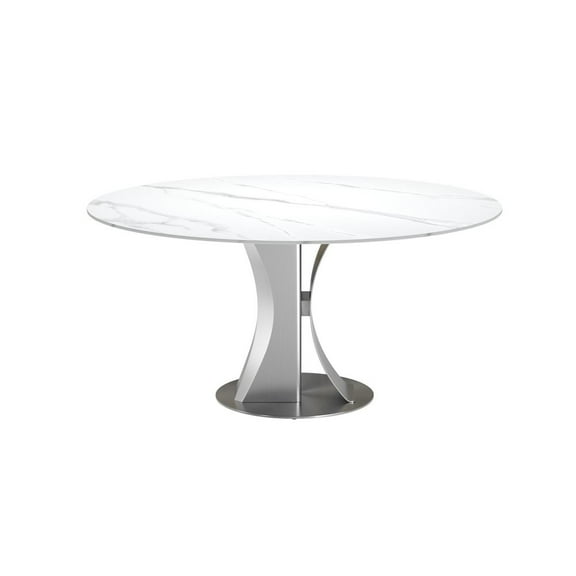 Creative Images International 60" Rd Sintered Stone Dinnig Table with Brushed Gold Base