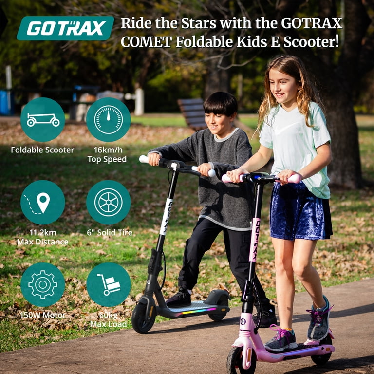 GOTRAX Comet Foldable Electric Scooter for Kids Ages 6-12, 150W
