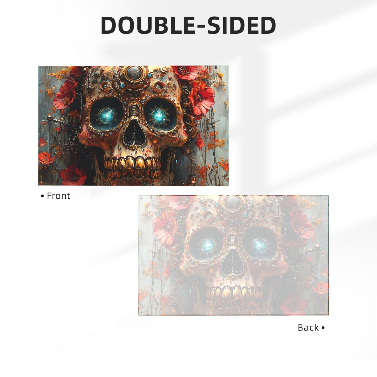 Sugar Skull Steampunk Four Hole Decorated Banner Flag for Garden Yard Home Decoration Indoor Outdoor 4x6 Ft