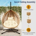 thumbnail image 5 of Indoor Outdoor Hammock Chair With Stand, Rattan Egg Swing Hanging Chair With Cushion For Balcony Bedroom Garden, 5 of 14