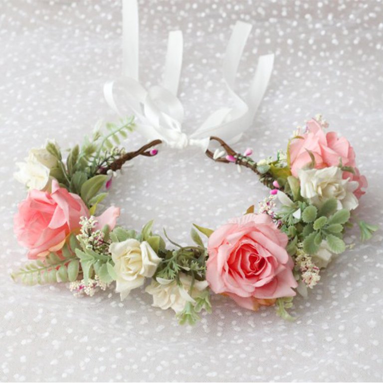 YUNAFFT Floral Fall Camellia Flower Crown Rose Headpiece  display picture 2