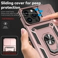 thumbnail image 6 of Nalacover Case for iPhone 12 Pro Max Heavy Duty Camera Lens Sliding Cover, Rugged PC + TPU Military Grade Shockproof Metal Magnetic Car Mount Cover with Ring Holder Bracket, Rosegold, 6 of 8