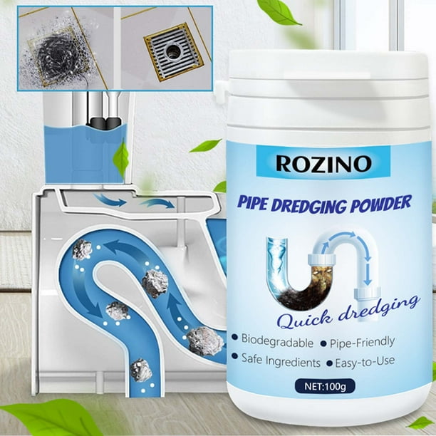 Potente polvo para desatascar pipas de cocina | Limpiador a base de enzimas para desagües obstruidos | Disuelve la grasa grasa del cabello | Desodorizante para inodoro con bañera de lavabo | Seguro