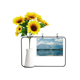 thumbnail image 1 of Mountain River Forest reflejo Sky Cloud Tarjeta de bendición de jarrón de girasol artificial, 1 of 3