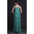thumbnail image 3 of Bimba Teal Green Bird Floral & Paradise Whydah Printed Long Maxi Dress For Women Rayon Nightgown Spaghetti Strap Ladies Sleepwear X-Small, 3 of 5