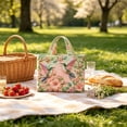 thumbnail image 2 of Hummingbird Tote Bag with Floral Pattern, Embroidered Style Polyester Shoulder Handbag, Lightweight Shopping and Commuter Purse for Women, 2 of 6
