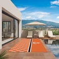 thumbnail image 3 of Orange Morocco Outdoor Rug for Patio/Deck/Porch, Non-Slip Large Area Rug 3 x 5 Ft, Nautical Anchor Stripe Modern Geometric Indoor Outdoor Rugs Washable Area Rugs, Reversible Camping Rug Carpet Runner, 3 of 8