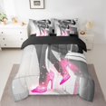 thumbnail image 2 of Erosebridal Pink High Heels Bedding Sets Twin Size,Bling Glitter Comforter Sets with Sheets,Dreamy Princess Bed in a Bag Twin size,Breathable Fashion Room Decorative,Reversible,7-Piece, 2 of 6