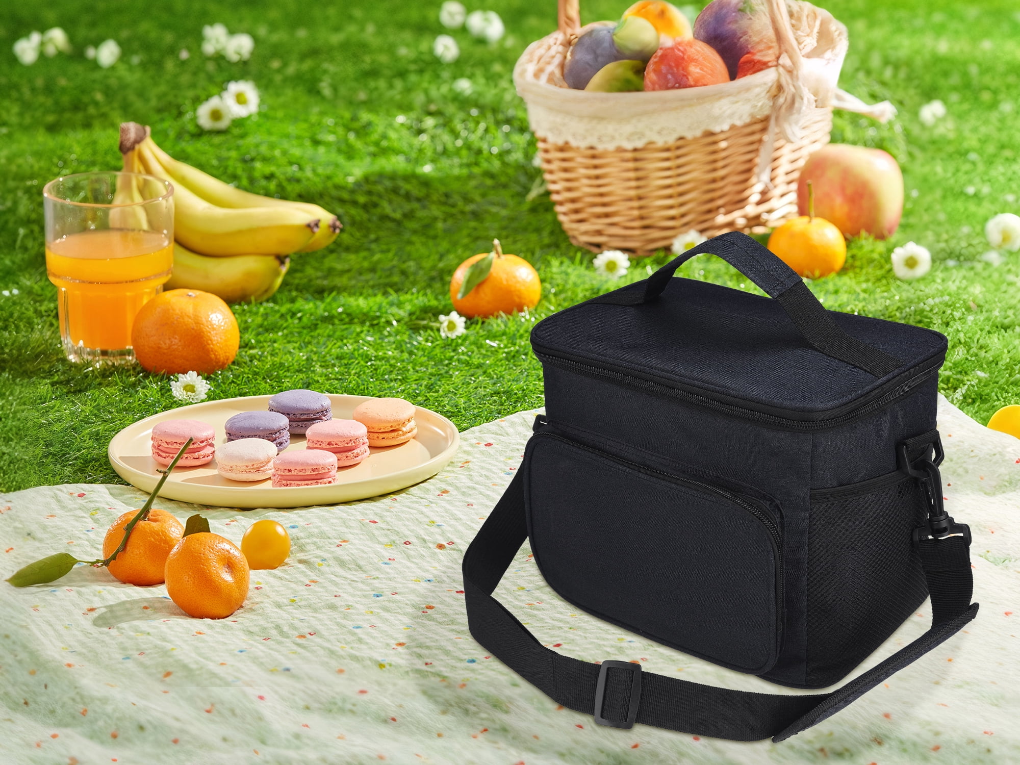 Unique Bargains Insulated Lunch Bag Leakproof Lunch Box for Work Office Black
