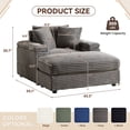 thumbnail image 3 of Muumblus Oversized Cloud Lounge Chair with Ottoman, Corduroy Accent Reading Armchair for Living Room, Gray, 3 of 9