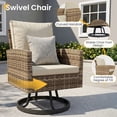 thumbnail image 3 of UDPATIO 6 Pieces Outdoor Conversation Set, All-Weather Wicker Rattan Outdoor Sectional Sofa Set with Ottoman and Swivel Chairs for Poolside, Backyard，Yellow Brown Wicker Beige Cushions, 3 of 9