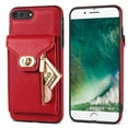 thumbnail image 5 of ELEHOLD for iPhone 7 Plus / 8 Plus Zipper Pocket Case, Flip PU Leather Wallet Crossbody Shoulder Strap Lanyard Case with Credit Card Holder Women RFID Blocking Protective Purse Cover, red, 5 of 7
