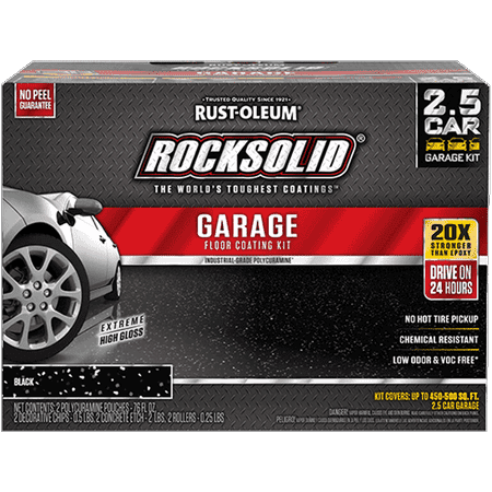 Rust-Oleum 318697 RockSolid Polycuramine Garage Floor Coating BLACK Kit for 2.5 Car Garage