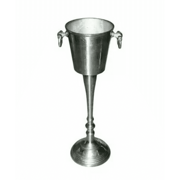 Rustic Floor Stand Silver Champagne Bucket Distressed Look Wine Cooler Ice Gift