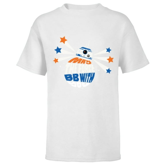 Star Wars BB8 May the Force BB With You - Short Sleeve T-Shirt for Kids - Customized-White