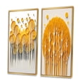 thumbnail image 3 of Designart "Quill Minimalism Yellow Trees in the Forest III" Landscape Trees Framed Wall Art Set Of 2 - Traditional Yellow Gallery Wall Frame Set For Home Decor, 3 of 6
