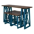 thumbnail image 2 of 5 Piece Counter Height Solid Wood Dining Room Set with 4 Stools, Rustic Kitchen Console Table Set with 4 Chairs, 20”x 60” Rectangle Table for Kitchen Dining Room (Walnut+Blue), 2 of 8
