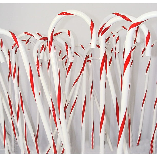 Club Pack of 24 Red and White Striped Candy Cane Christmas Decorations