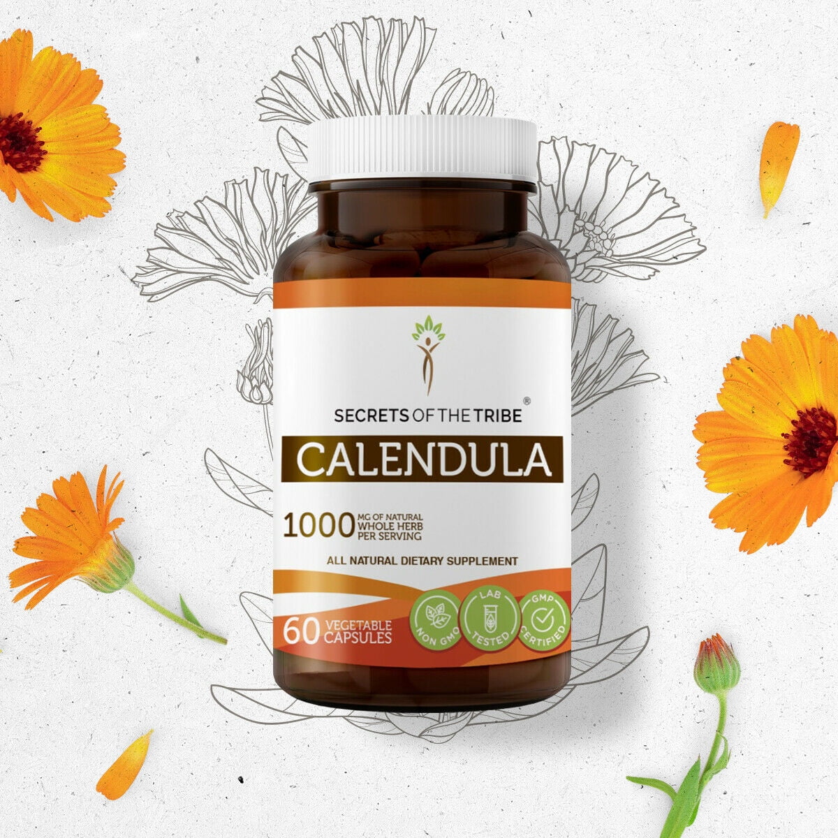 Secrets of the Tribe Calendula 60 Capsules, 500 mg, Organic Calendula