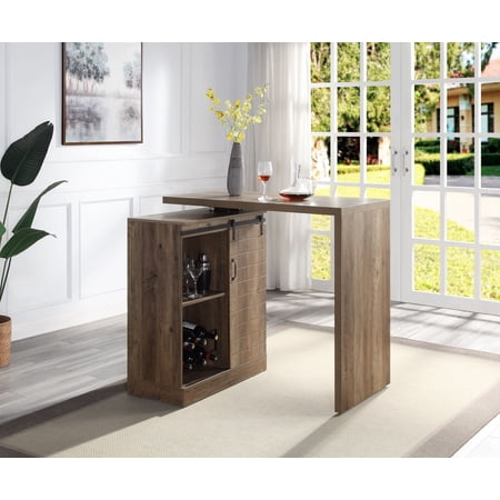 LANTRO JS Bar Table, Rustic Oak Finish DN00153