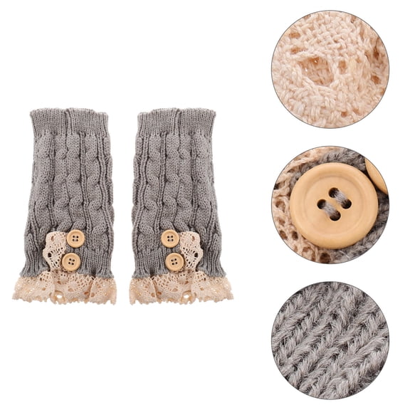 Milisten 1Pair Knitted Boot Cover Dark Grey Wool Boot Sock Warmer for Winter