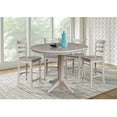 thumbnail image 5 of International Concepts 36" Round Solid Wood Extension Dining Table with 4 Madrid Ladder Back Chairs in Distressed Hickory/Stone, 5 of 6