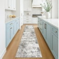 thumbnail image 2 of iOhouze Hallway Runner Rugs 2x10 Abstract Washable Runners Non Slip Kitchen Runner Low Pile Soft Printed Faux Wool Abstract Floor Runner for Indoor Bedroom Entryway Laundry Room, Ash Grey/Beige, 2 of 9