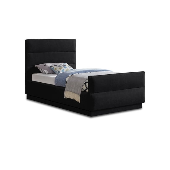 Meridian Furniture Paxton Black Chenille Fabric Twin Bed