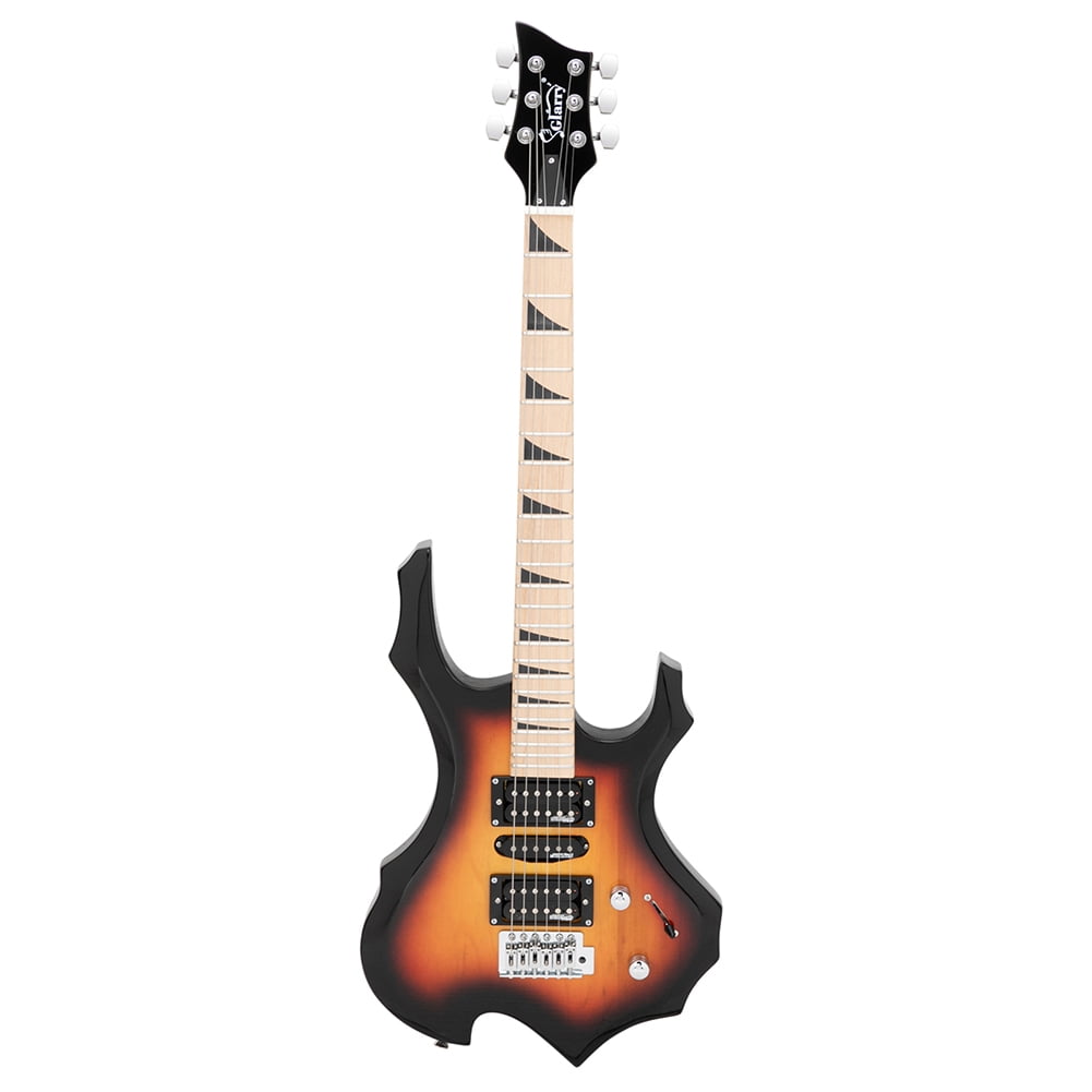 Kepooman Flame II Upgrade Acoustic Electric Guitar, Full Size Canadian Maple Fingerboards Electric Acoustic Guitar Bundle for Beginners Adults, Sunset Color