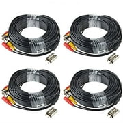 ABLEgRID 4 Pack 100ft bnc Video Power cable Security camera cable Wire cord for ccTV dvr Surveillance System (Included 2X BNc to RcA connectors with Each cable)