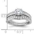 thumbnail image 4 of Sterling Silver Rhodium-plated 2-Piece CZ Size 7 Wedding Set Ring QR1328, 4 of 7