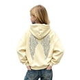 thumbnail image 2 of Angala Toddler Girls Hoodie Rhinestone Angel Wings Fall Sweatshirt Sequin Girls Casual Athletic Top Size 3-4 Years Beige, 2 of 9