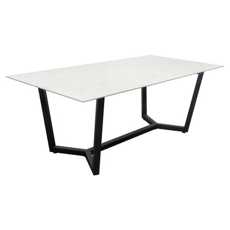 Diamond Sofa Caplan Rectangular Dining Table With Ceramic Marble Gl