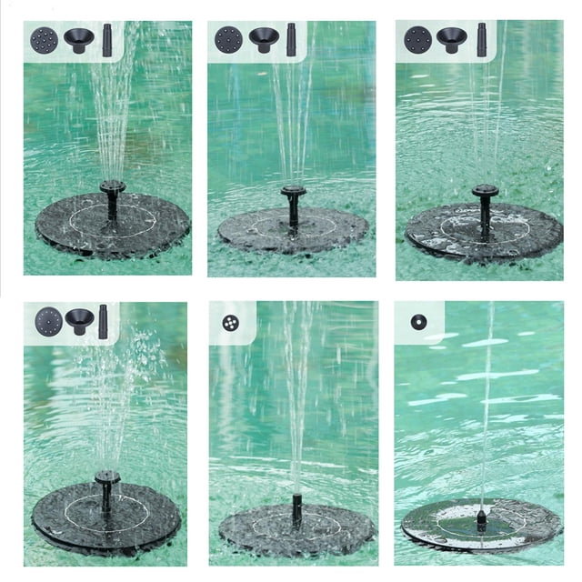 Maoww Solar Fountain Water Pump Bird Panel Garden Pond Pool Decor Submersible Watering 1W & black