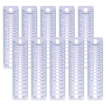 Weaving Ruler 10 PCS Plastic Knitting Gauge, Knitting Needle Sizer Ruler, Knit ...
