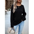 thumbnail image 5 of Womens Fall Sweaters Cute Cable Knit Crewneck Chunky Cozy Long Sleeve Warm Soft Pullover Sweater Tops Crew Neck Long Sleeve Knit Sweater Top, 5 of 10