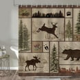 thumbnail image 2 of Rustic Cabin Shower Curtain Bear Deer Forest Woodland Farmhouse Brown Bath Curtain 72 x 72 Inch Polyester Fabric Waterproof Bathroom Curtain with 12 Hooks, 2 of 6