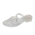 thumbnail image 6 of oqasdz Women's Slippers Summer On Sandals with Pointed Toe Mid Heel Hollow Toe Wrap Stylish Jelly Summer Casual Wear,White, 6 of 7