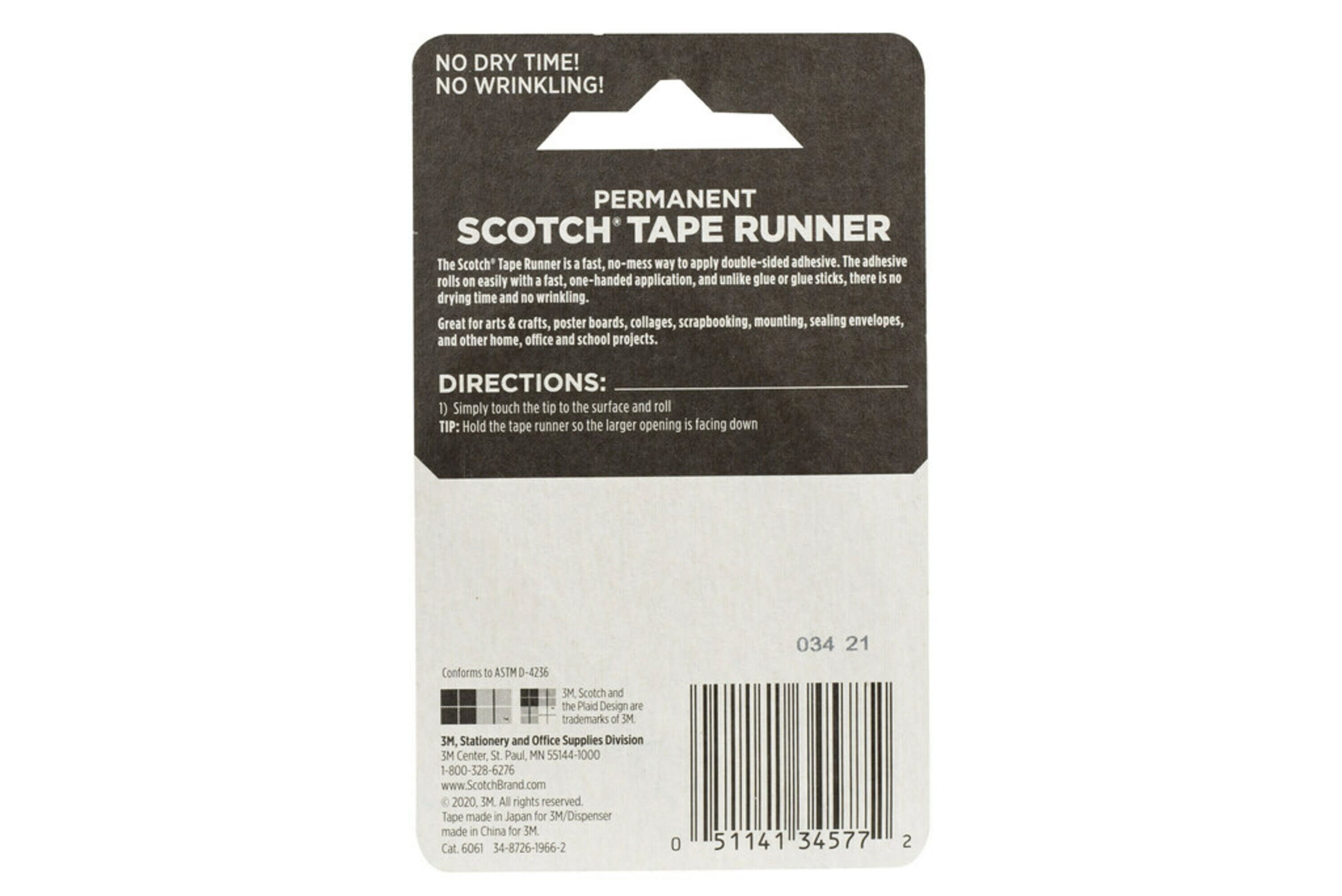Scotch Double Sided Permanent Tape Runner, .27 in x 26 ft, Red, 1 Total