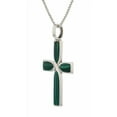 thumbnail image 2 of Jewelry Trends Sterling Silver Cross Pendant with Green Created Malachite Stone on Chain Necklace, 2 of 9